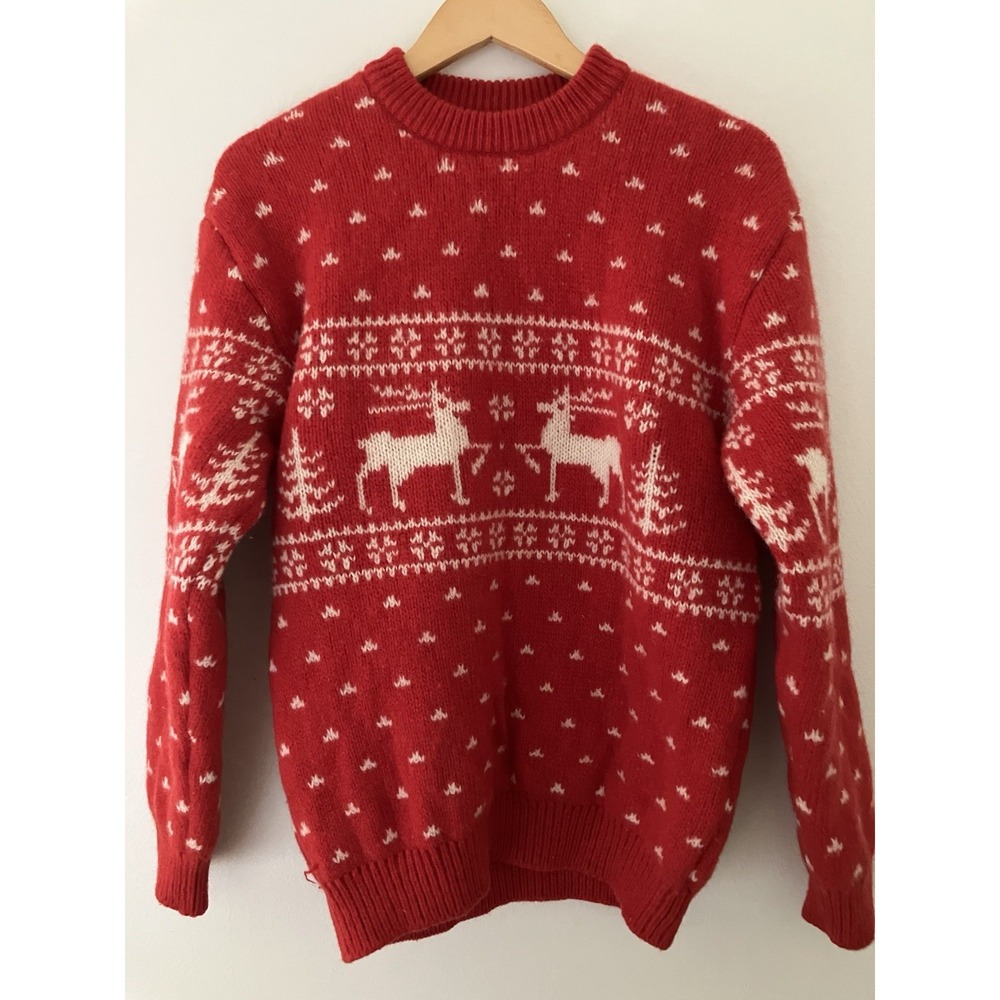 United Colors Of Benetton Shetland Wool Nordic Print Crew Neck Sweater Men's L